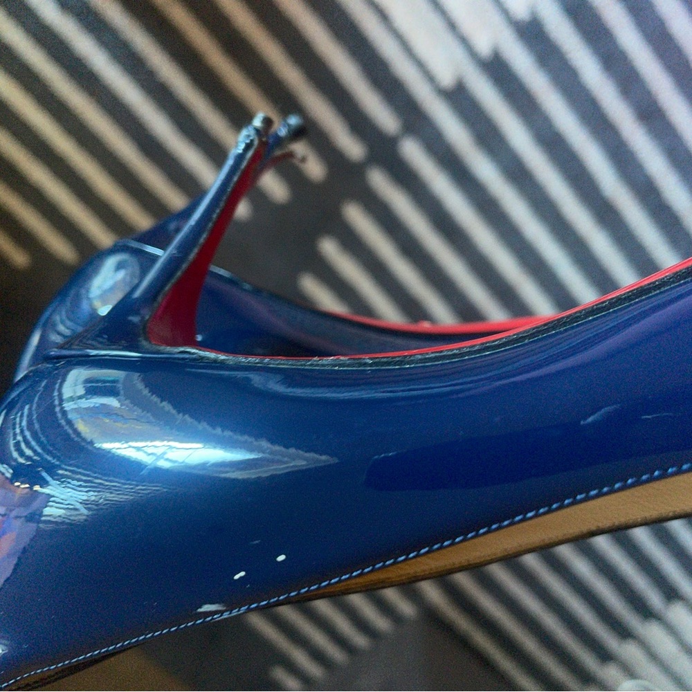 Authentic patten leather blue Christian Louboutin.